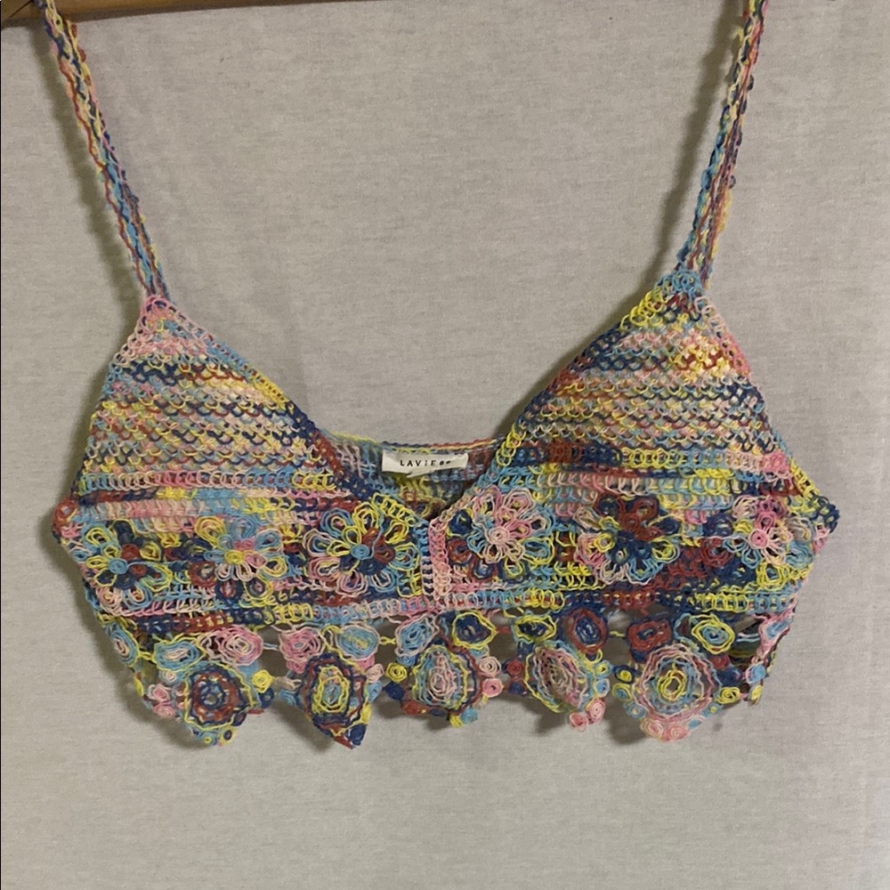 La Vie 89 Pastel Colors Cotton Crochet Floral Boho Camisole Bralette Crop top